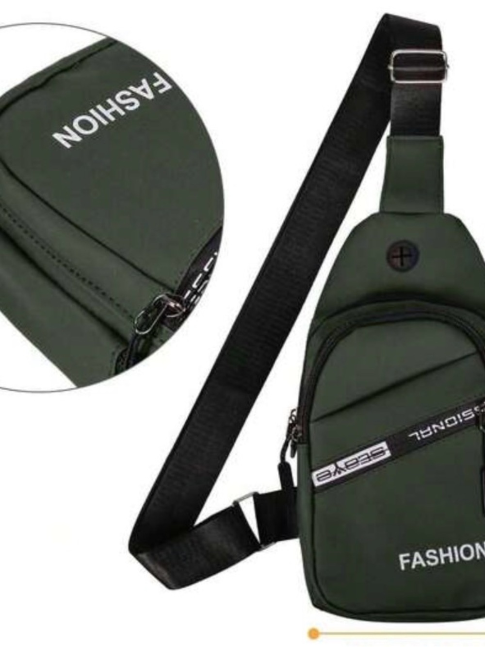 Olive Green Men's Sling Bag - Picture 2 of 3
